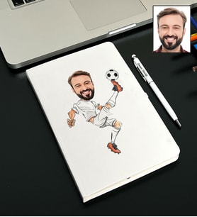 Kişiye Özel FutbolcuTasarımlı Karikatürlü Beyaz Defter Kalem Seti 116
