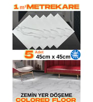 1(m²) 45cm x 45cm 5 Adet Yapışkanlı Parke Floor Pvc Panel  Yer Kaplama Paneli Arkası Kauçuklu 15p (Beyaz)