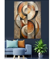 Modern Geometrik Daireler Soyut Çalışma Dekoratif Kanvas - Mdf Ahşap Tablo
