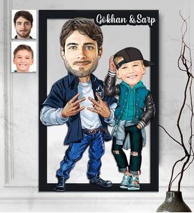 Kişiye Özel 3D  Ahşap Tablo Baba ve Oğlu 30x40 -1
