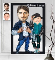 Kişiye Özel 3D  Ahşap Tablo Baba ve Oğlu 30x40 -1