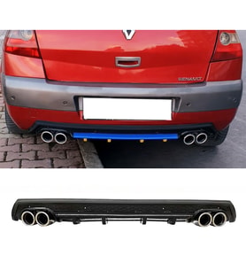 Renault Megane 2 Siyah Difüzör Çiftli Yuvarlak Egzoz Görünümlü D Tip Difizör 2002 - 2009