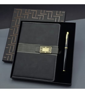 Siyah Tokalı Tarihsiz Ajanda Defter Kalem Set