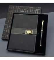 Siyah Tokalı Tarihsiz Ajanda Defter Kalem Set