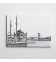 Ortaköy Siyah Beyaz Kanvas Tablo