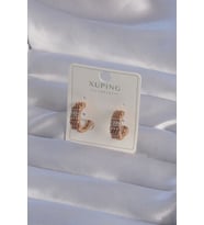XUPİNG Rose Renk Zirkon Taşlı İşlemeli Halka Küpe