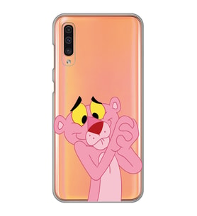 Galaxy A70 Uyumlu Pembe Panter Tasarımlı Şeffaf Telefon Kılıfı