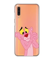 Galaxy A70 Uyumlu Pembe Panter Tasarımlı Şeffaf Telefon Kılıfı