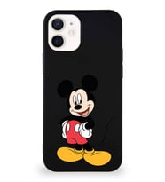 Apple iPhone 12 Soft Premier Kapak Mickey Mouse-E Tasarımlı Silikon Kılıf - Siyah (Şeffaf)