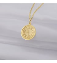 Kişiye Özel 925 Ayar Gümüş Minimal Saat Model Kolye (Gold)