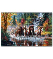 Cakapuzzle Nehirde Koşan Yaban Atları  Puzzle Yapboz MDF (Ahşap) (120 Parça)