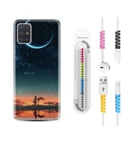 Samsung a71 A72 A73 A7 A9 2018 C7 C9 Kılıf Kablo Koruma Spiral Silikon Ay ve Kız 1720