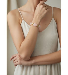 Valmont Accessories Kadın Gold Renk Toz Pembe İri Kemik Taşlı Bileklik