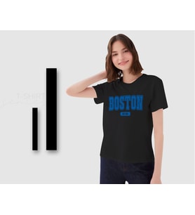 BK Gift Boston Tasarımlı Kadın Siyah T-shirt, Arkadaşa Hediye, Doğum Günü Hediyesi, Trend Tişört, Sevgili Hediyesi-1