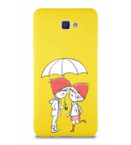Samsung Galaxy J7 Prime Soft Premier Kapak Aşk Tasarımlı Silikon Kılıf - Sarı (Şeffaf)