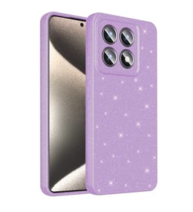 Coverzone Xiaomi 14T Pro ile uyumlu Z-Jelly K?l?f Kamera Korumal? Simli I??lt?l? Renkli Parlak Silikon Kapak - Lila
