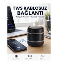 Mey İthalat® Taşınabilir Silindir Tasarım Bluetooth 5.0 Hoparlör Yüksek Bas Performanslı Yeni Nesil