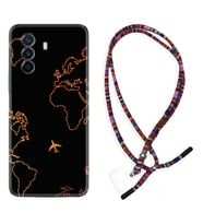 Huawei Nova Y70 Y90 Nova 9 SE  Kılıf Boyun Asklı Rasta Silikon Harita ve Uçak 1777