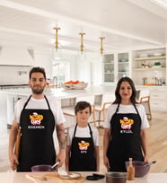 Kişiye Özel Anne Baba Çocuk Kombini Hediye 3'lü Mutfak Önlüğü World Chef