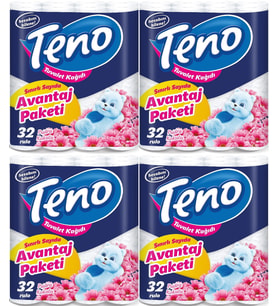 Teno Ultra Tuvalet Kağıdı Çift Katlı 128 Li Paket Pudra Kokulu (Avantaj Pk Serisi) (4PK*32)