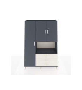 Hyperion Dolap 6 Raflı 3 Çekmeceli 3 Kapaklı 132x44x195 Antrasit-Antrasit/Aytaşı