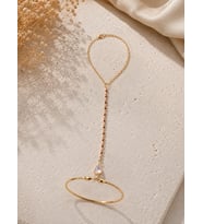 Premium Parlak Gold Renk Şık Damla Taş Figürlü Kadın 316L Çelik Şahmeran Bileklik (22cm)