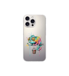 iPhone 16 Pro Max ile Uyumlu Splash Bukalemun Tasarımlı Şeffaf Silikon Kılıf