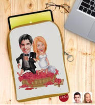 BK Gift Kişiye Özel Evleniyoruz Karikatürlü Taşınabilir Koruyucu Tablet Kılıfı & Organizer Çanta - Sarı-10