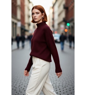 Kadın Oversize Kesim Dik Yaka Reglan Kol Düz Gri Triko Kazak Kışlık Günlük Giyim İçin İdeal Seçim