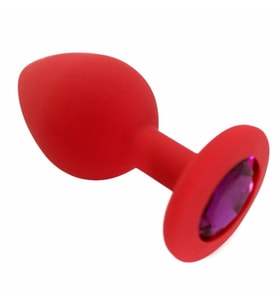 Özel Kırmızı Silikon Lüks Taşlı Orta Boy Plug