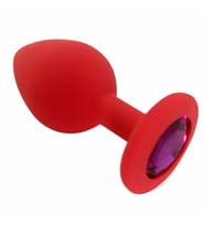 Özel Kırmızı Silikon Lüks Taşlı Orta Boy  Plug