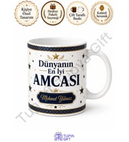 Amcaya Hediye İsme Özel Baskılı Kupa Bardak Amca Hediyesi Özel Tasarım
