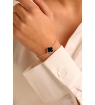 925 Ayar Gümüş Van Cleef Tek sıra Kadın Bileklik Rodyum