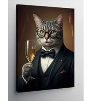 Kanvas Tablo Şarap İçen Kedi