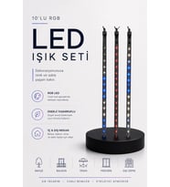 Rgb Led Dış Ve İç Mekan Süsleme Işığı 10 Çubuklu Şerit