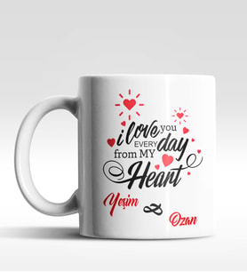 Kişiye Özel I Love You Temalı Beyaz Renk Kupa