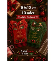Gifty Yılbaşı Kırmızı Yeşil Kelebek Kart - Paketleme Kartı - Hediye Kartı - Aksesaur Kartı