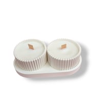 2 adet Yuvarlak Mum Seti – Oval Tepsiyle Birlikte