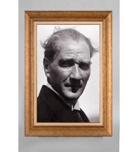 Altın Varaklı Paspartulu Çerçeveli Atatürk Tablo sd284