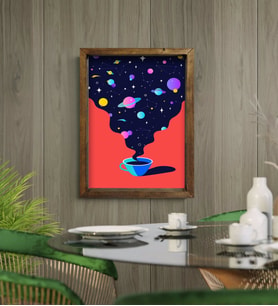 BK Gift Cafe & Bar & Restaurant Konseptli Doğal Masif Ahşap Çerçeveli Tablo-21