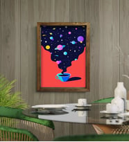 BK Gift Cafe & Bar & Restaurant Konseptli Doğal Masif Ahşap Çerçeveli Tablo-21