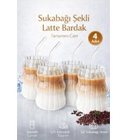 4'lü Sukabağı Latte Cam Bardak Seti, İskandinav Tarz, 400ml