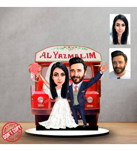 Kişiye özel Alyazmalım yeşilçam gelin damat tasarımlı Sevgili Hediyesi ,sevgililer günü Karikatür Hediyesi, Karikatür hediye, Sevgililer günü Hediyesi