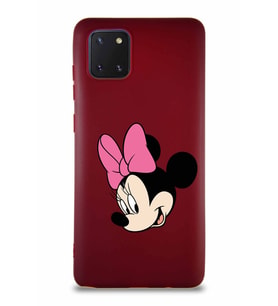 Samsung Galaxy Note 10 Lite Soft Premier Kapak Minnie Mouse-B Tasarımlı Silikon Kılıf - Mürdüm (Şeffaf)