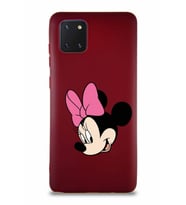 Samsung Galaxy Note 10 Lite Soft Premier Kapak Minnie Mouse-B Tasarımlı Silikon Kılıf - Mürdüm (Şeffaf)