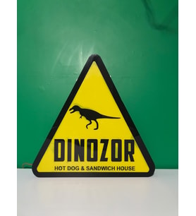 Dinozor Yazılı Tabela 3D Led Neon Etkili Işıklı Tabela 30X45 CM Tek Taraflı
