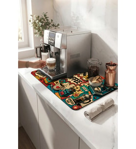 Valerine Life Kahve Espresso Makinesi Matı 35x45cm Çaycı Pad Su Geçirmez Anime Coffee Time