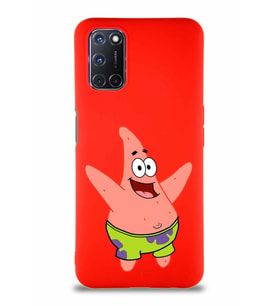 Oppo A52 Soft Premier Kapak Patrick Yıldız Tasarımlı Silikon Kılıf - Kırmızı (Şeffaf)
