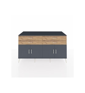Kronos Konsol 2 Raflı 4 Çekmeceli 8 Kapaklı 176x59x99 Antrasit-Antrasit/Çam