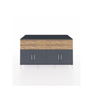 Kronos Konsol 2 Raflı 4 Çekmeceli 8 Kapaklı 176x59x99 Antrasit-Antrasit/Çam